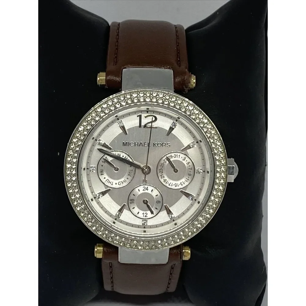 Michael Kors MK6194 Women's Brown Leather Analog Dial Quartz Genuine Watch KS553